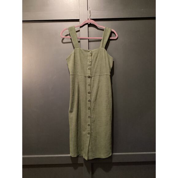 Madewell Texture & Thread Button-Front Tank Dress in Dark Forest Green Sz S NWT - Picture 2 of 10